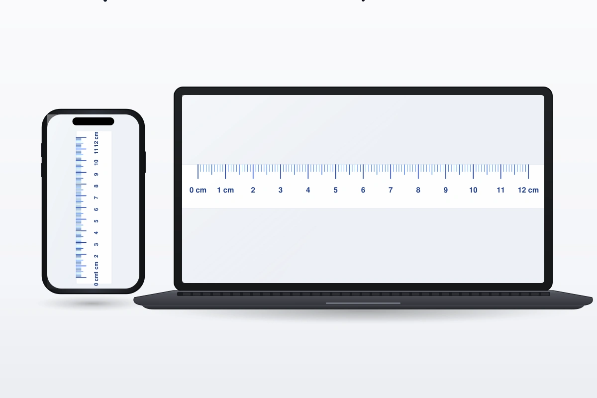 Esempio illustrativo di righello online su smartphone e computer portatile